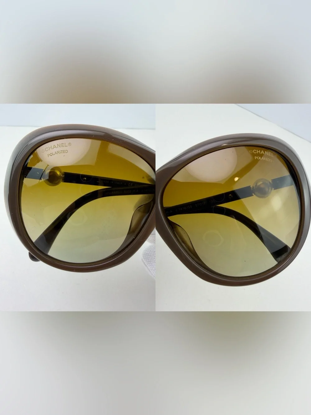 Vintage ~ Authentic CHANEL CC Pearl Polarized Sunglasses 5302-H-A ~ in Brown
